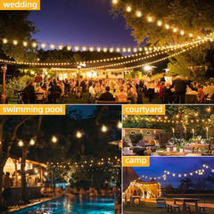 ST38 50FT LED Outdoor String Lights with 25+2 Spare Bulbs, E12 Socket, 2700K War
