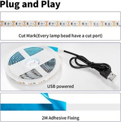 iNextStation UV Black LED Light Strip USB, 2M/6.6ft 5V 120 Non-Waterproof