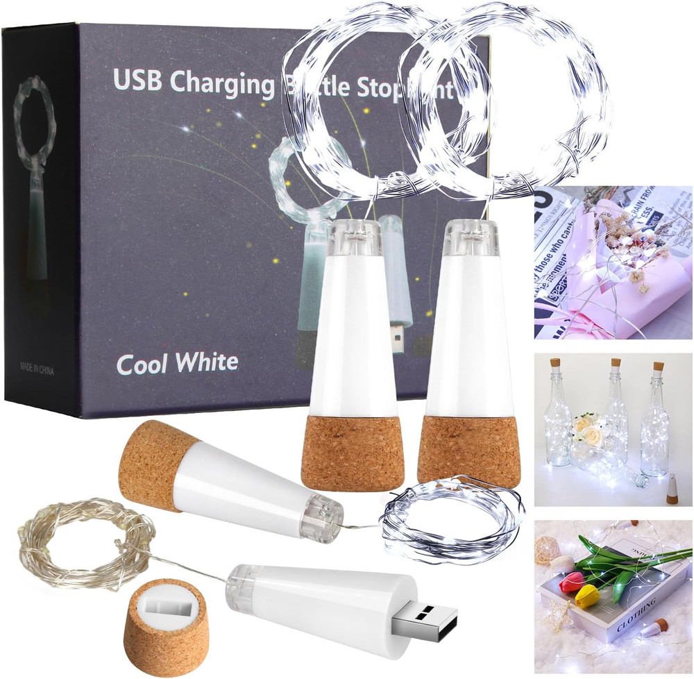 Wine Bottle Lights with Cork Switch for Liquor Bottles 4 Pack Rechargeable Batte