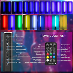 4Pack RGB Tube Light Bar with Stand, 5000Mah Battery Powered LED Video Light Wan