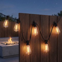 60FT Solar Outdoor String Lights Waterproof Patio 16 ST38 Bulbs Remote Control