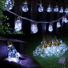 Solar Outdoor String Lights, 20Ft Vintage Rope Hemp Solar Patio Lights, Waterpro