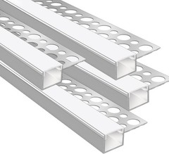 4 Pack 3.3ft/1Meter Plaster-in LED Channel, 4 Pack(single edge), Silver