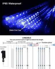 Christmas Lights Outdoor UL Listed Blue Falling Rain Drop Meteor Shower IP65 …