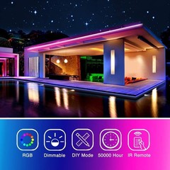 16.4ft Color Changing LED Strip Lights Kit – 44 Keys Remote, Modern Ambiance