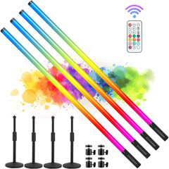 4 Pack RGB LED Tube DJ Lights 4FT Battery Powered