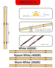 COB LED Strip Light High Density Flexible COB 480/528LEDs/m Lights Tape Dimmable