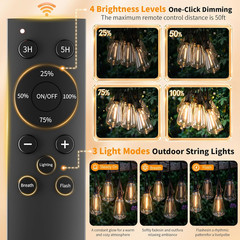 Hotsonic Solar Outdoor String Lights Waterproof, 100FT Remote Control LED Outsid