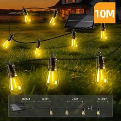 Solar Lights Outdoor Patio Lights: S14 10M 33FT Solar Powered Remote Control …