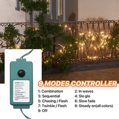 Plug In 100 LED String Light Rainproof Halloween Fairy Light w/8 Mode Controller