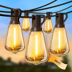100FT Solar String Lights Outdoor Waterproof with Remote & Timer, LED Shatterpro
