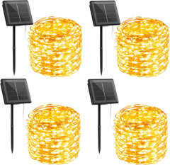 Solar String Lights, 2 Packs Total 66Ft 200 LED Solar Fairy Lights with 8 Modes,