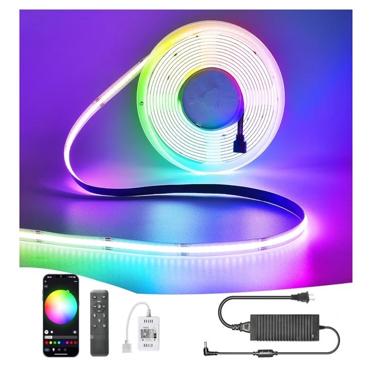 RGB COB LED Strip Light 32.8ft/10m,Color Changing Dimmable Flexible Tape DC24V