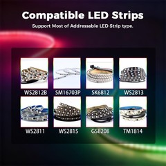 WiFi Ethernet LED Controller with I2S Mic, 20A Fuse, Energy Saving Relay for RGB