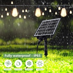 100FT Solar String Lights Waterproof Outdoor Patio w 32 ST38 Bulb Remote Control