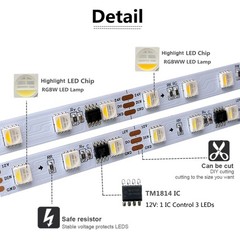 12V 24V TM1814 5050 RGBW RGBWW 4in1 5M 300leds LED Pixel Strip Light Addressable