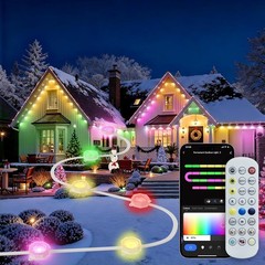 100FT 60 Leds Permanent Outdoor RGB Smart LED Eaves Lights for Wedding Party DIY