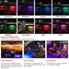 4X12 48 LEDs Car Interior Atmosphere Neon RGB Lights Strip APP Control Bluetooth