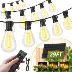200FT Solar String Lights Outdoor Waterproof 72+2 LED Bulbs, Solar Powered with