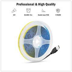 5V USB COB LED Strip Light 320 Leds Flexible Tape 8Mm PCB White/Red/Green/Pink/I
