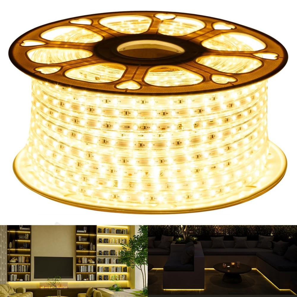 110V GUOTONG Led Strip Light Led Rope Lights Outdoor Indoor Use 3000K Warm White
