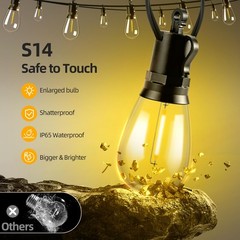 Solar Lights Outdoor Patio Lights: S14 10M 33FT Solar Powered Remote Control …