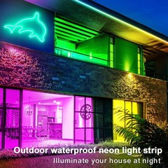 100Ft LED Neon Rope Lights with App and Remote Control, IP65 Waterproof Neon Str