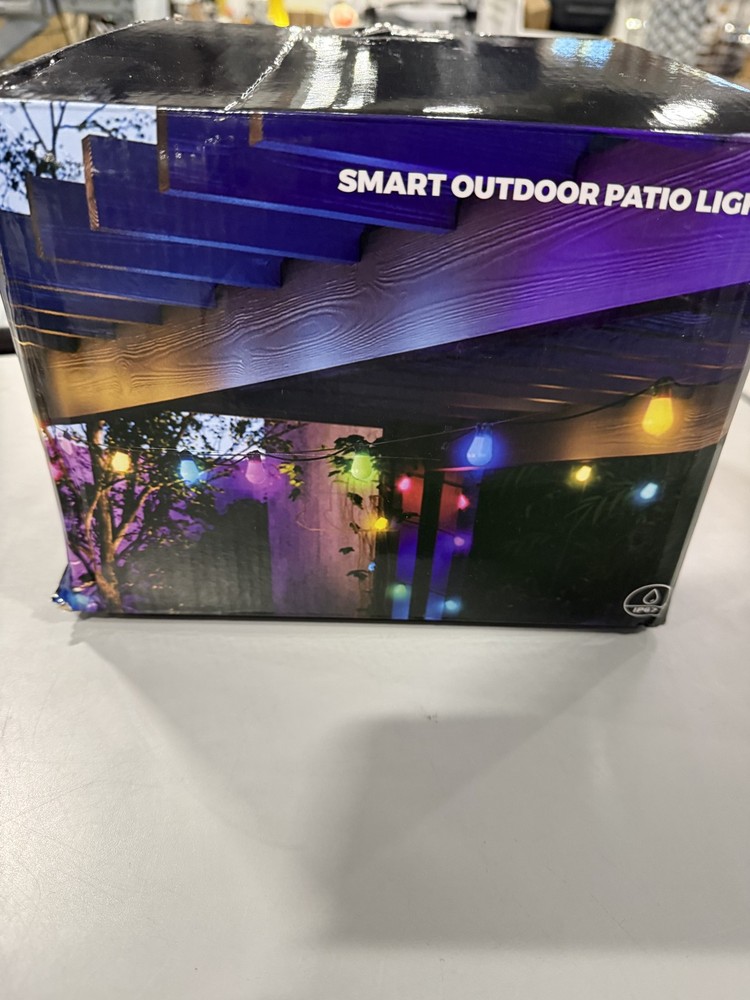 EAVELIGHT 100FT SMART OUTDOOR PATIO LIGHTS WITH REMOTE, BLACK/WHITE