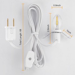 Brightown Accessory Cord with LED Bulb – 6ft 2 Pack, Warm White