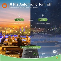 50ft Solar String Lights Outdoor with Remote, G40 Bulbs, Waterproof, Dimmable