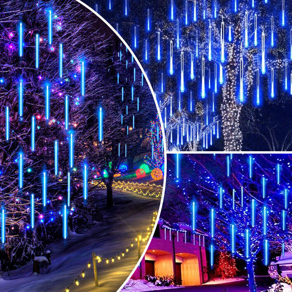 Meteor Shower Rain Lights Tree Christmas Party Garden Decor Blue 10 Pack