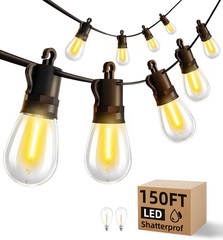 Waterproof Remote Dimmable Outdoor LED String Lights Patio/Porch Plastic Bulb