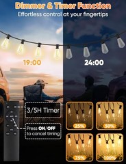 BRIGHTEVER 180FT LED OUTDOOR STRING LIGHTS, DIMMABLE PATIO LIGHTS WITH – BLACK