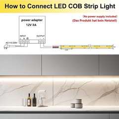 TOPAI 12V COB LED Strip Light Daylight White 5000K Waterproof IP65