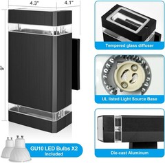 Tesjaso Dusk To Dawn Outdoor Wall Light Modern Up Down Led Wall Sconce Aluminum
