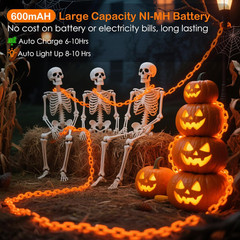 10Ft Solar Halloween Plastic Chain Lights for Halloween Decorations Outdoor , 8