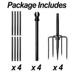 5-11 Foot Black Metal String Light Poles – Steel Bistro Ground Stakes (4 Pack)
