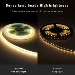 COB LED Strip Light 5V 320LEDs/M Motion Sensor Dimmable Flexible DIY Backlight