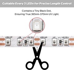 12V 365nm UV LED Light Strip, 16.4FT 8MM Flexible Non-Waterproof Ultraviolet …
