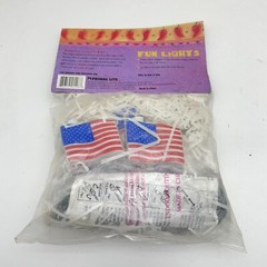 Vintage American US FLAG 10 PC String Light SET Blow Mold SET PATRIOTIC