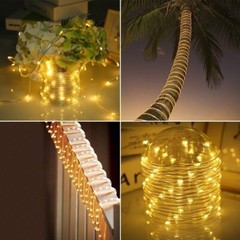 33FT 100 LED Solar Rope Tube Lights Waterproof String Light Outdoor Garden Lamp