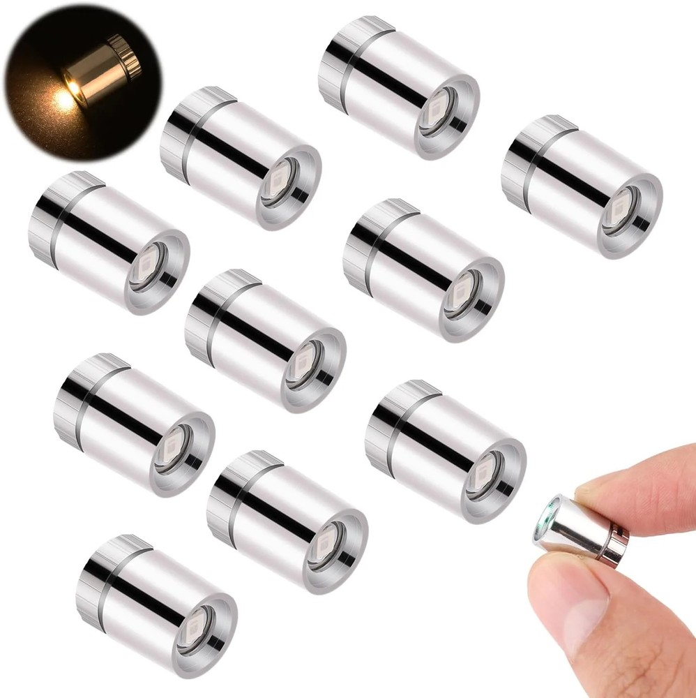 10pcs LED Mini Lights, Small Led Lights for Dollhouse Silver Plastic Battery Inc