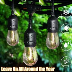 Linkable 96FT LED String Lights – Commercial Grade for Patio and Wedding Decor