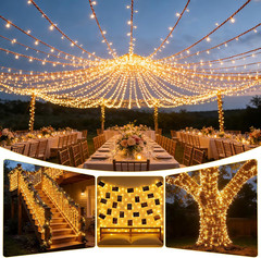 Solar String Lights Outdoor Waterproof 2 Pack Total 66Ft 200LED 8 Modes Twinkle