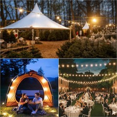 60FT Waterproof Solar String Lights with Remote, 20 Dimmable LED Bulbs for Patio