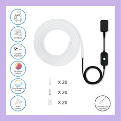 16 Ft Outdoor LED Light Strip Base Kit with Plug – Flowing Multicolor LED Color-