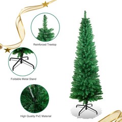 4/5/6/7FT Artificial Christmas Tree Pre Lit / LED Lights / Flocked Holiday Tree