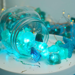Natural Fluorite String Lights Battery Operated with Remote Timer | Sea Glass Ra