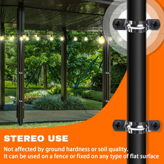 4 Pack 10Ft String Light Poles, Metal Poles with Fork for outside Lights,Outdoor