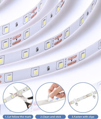 20Ft LED Strip Lights with Remote, 6500K Daylight White Dimmable Tape Lights, 12